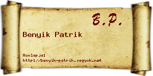 Benyik Patrik névjegykártya